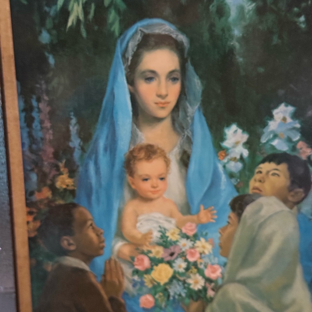 Sacred Family Art Print with Blue and Green Tones